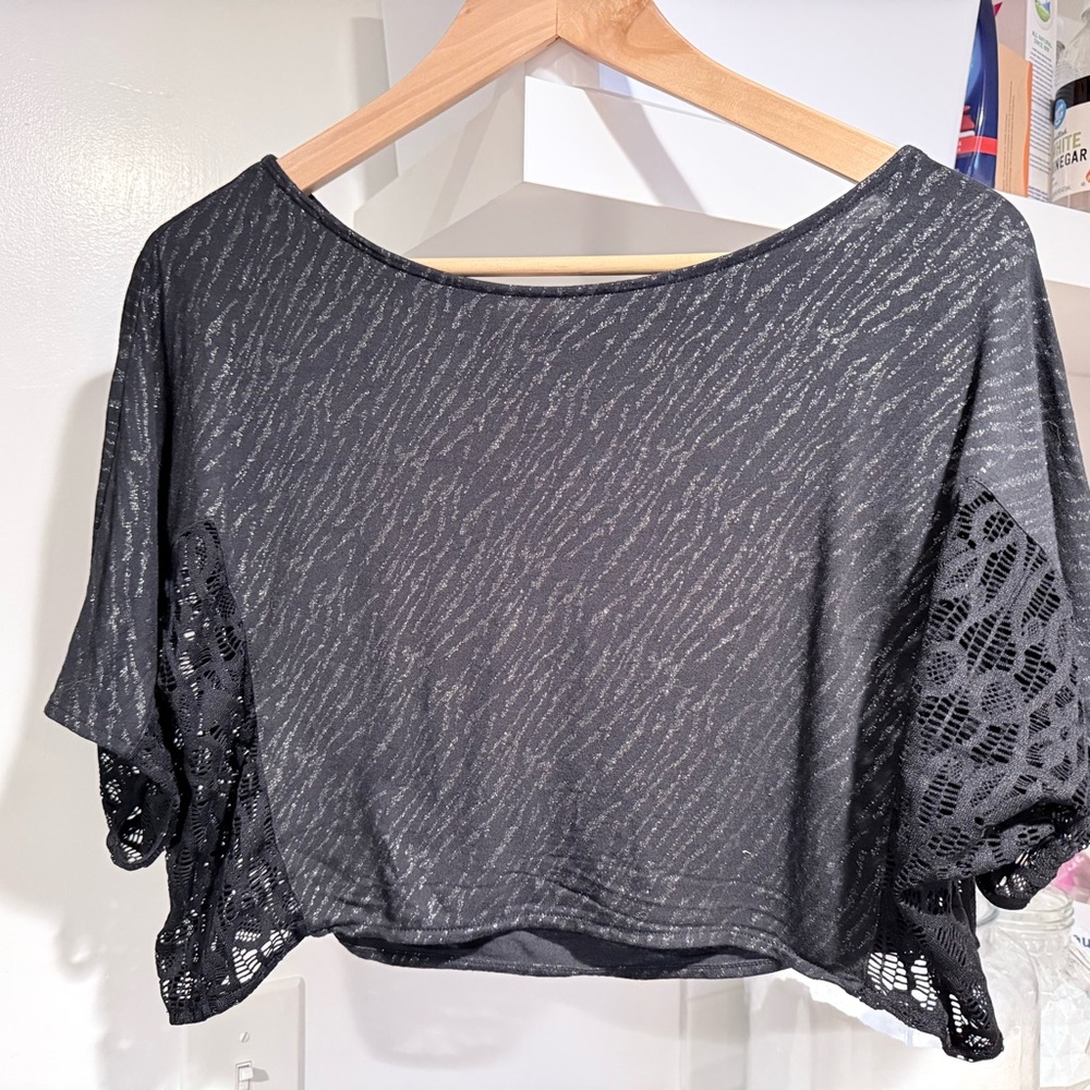 Free People Black Lace Crop Top